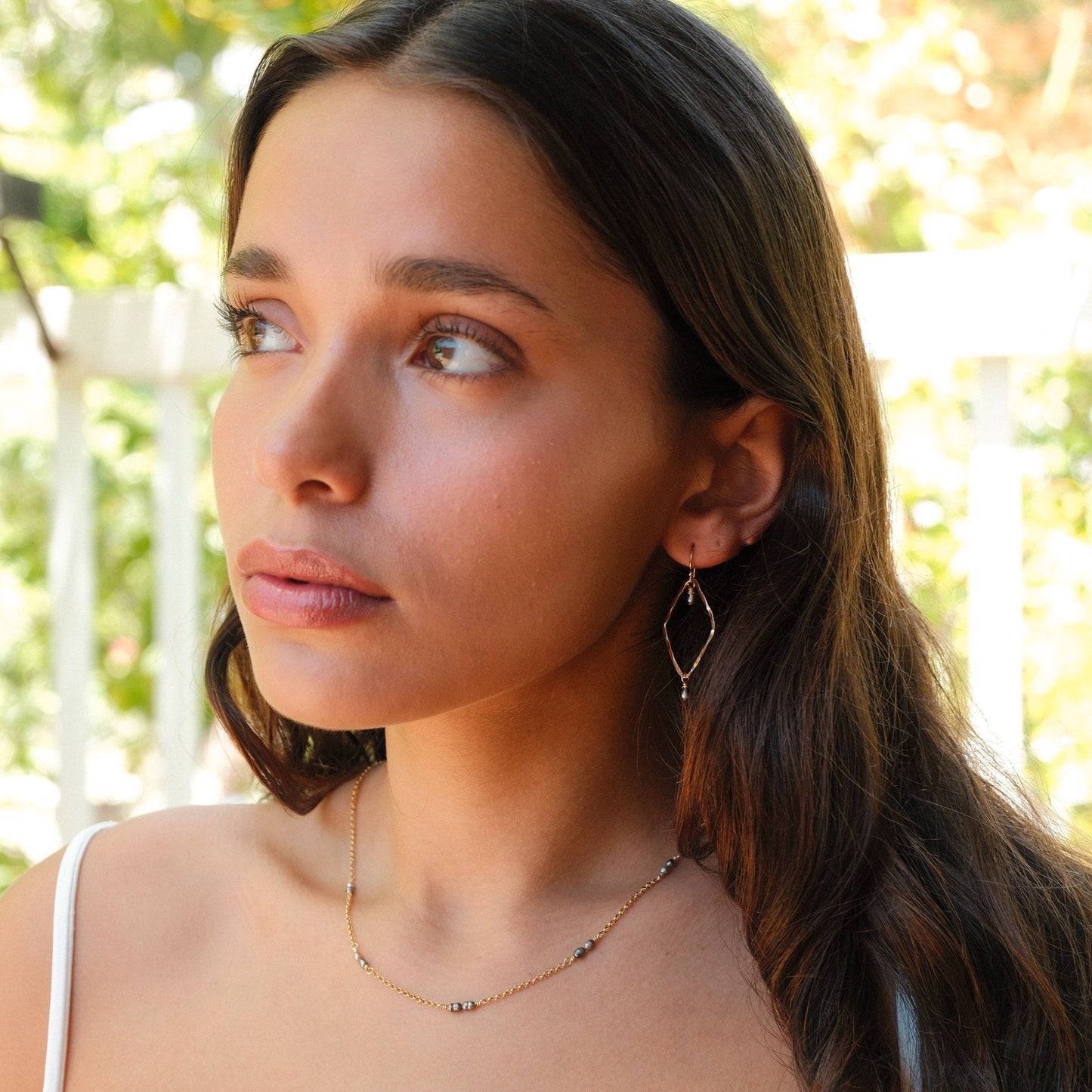 Diamond Tahitian Keshi Earrings - Kahakai Collections