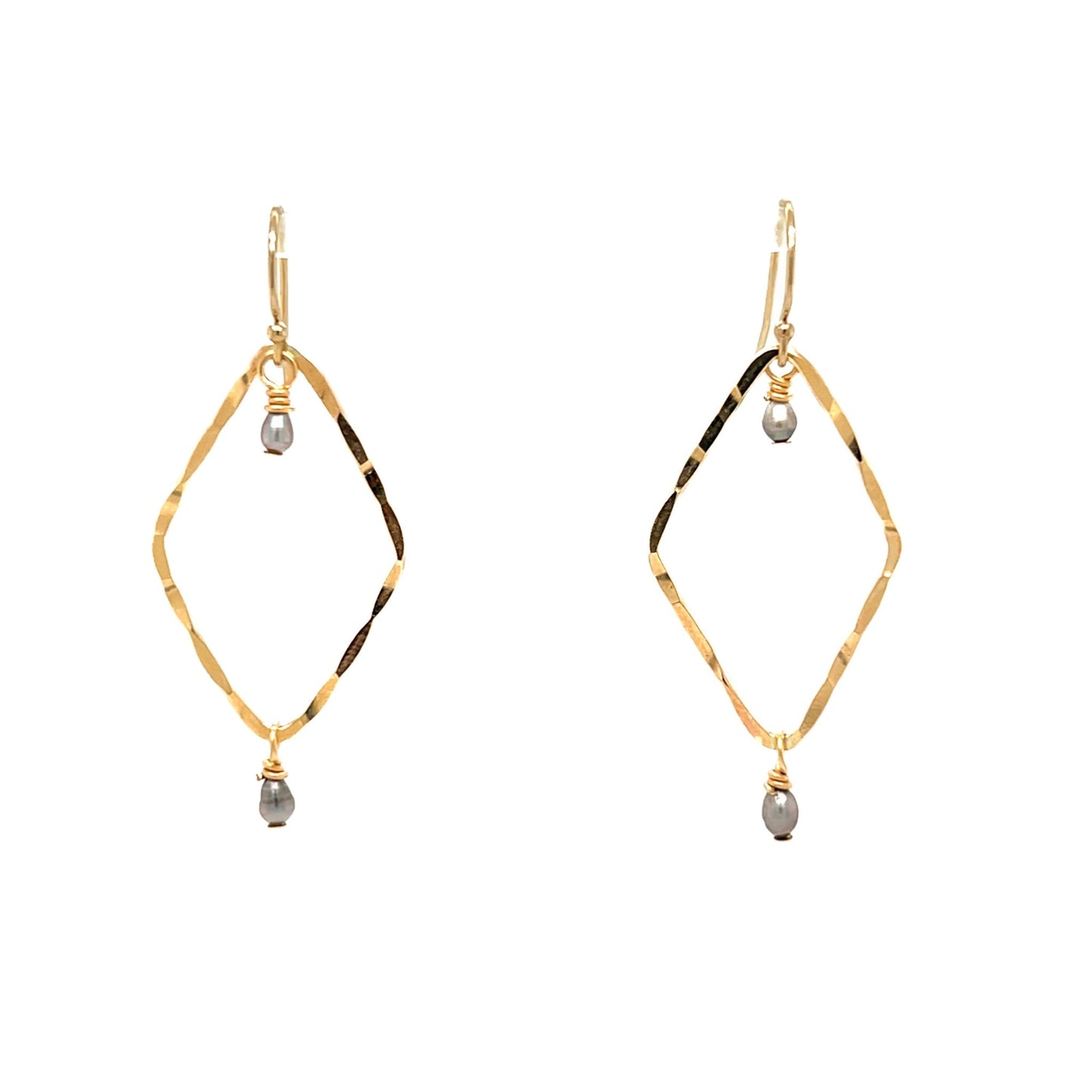 Diamond Tahitian Keshi Earrings - Kahakai Collections
