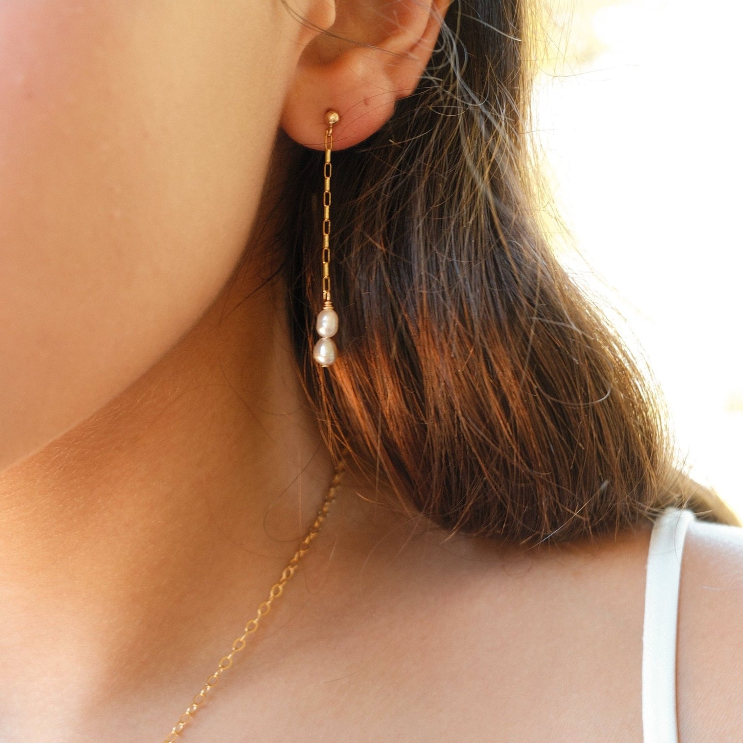 Double Tahitian Keshi Studs - Kahakai Collections