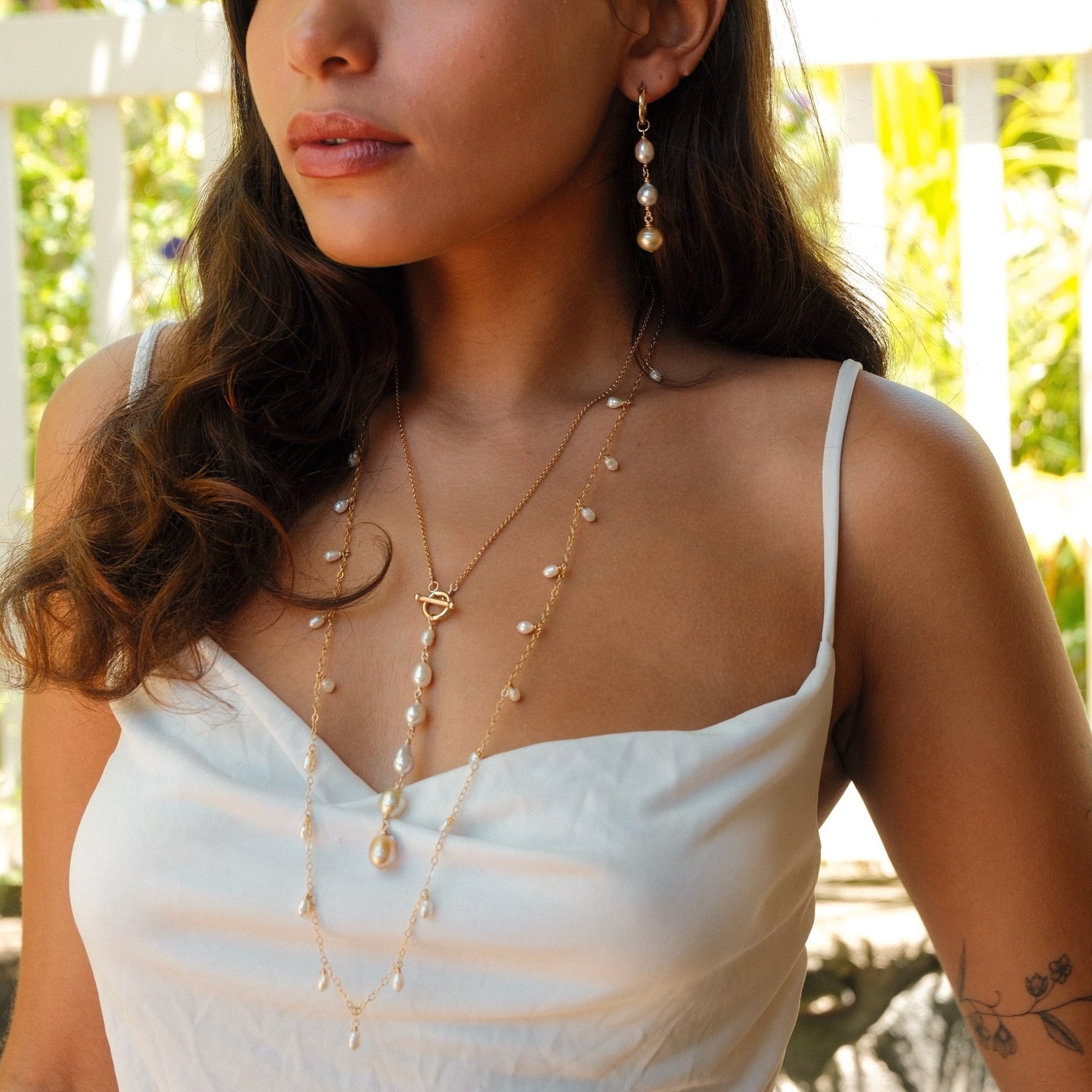 Long White Edison Keshi Necklace - Kahakai Collections