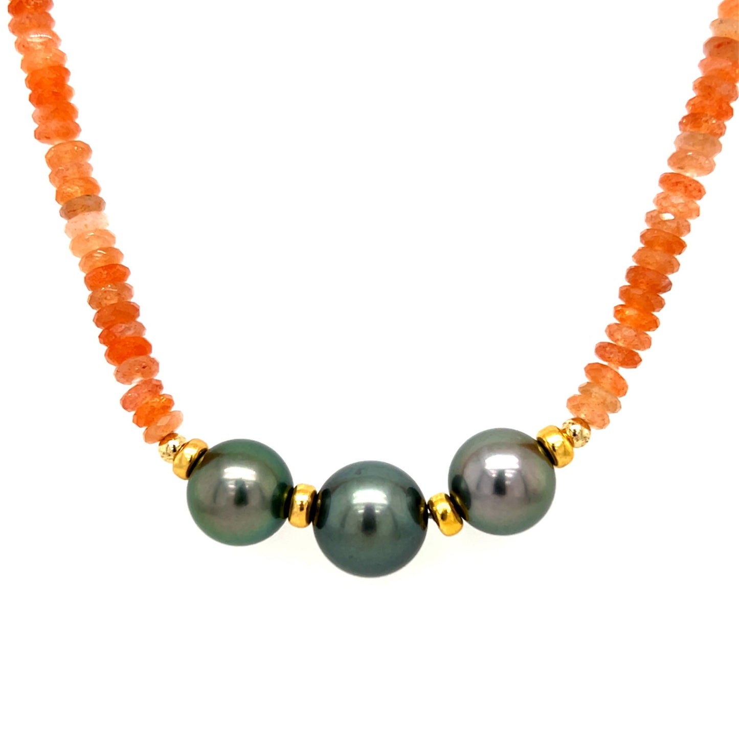 Sunstone Triple Tahitian Pearl Necklace - Kahakai Collections