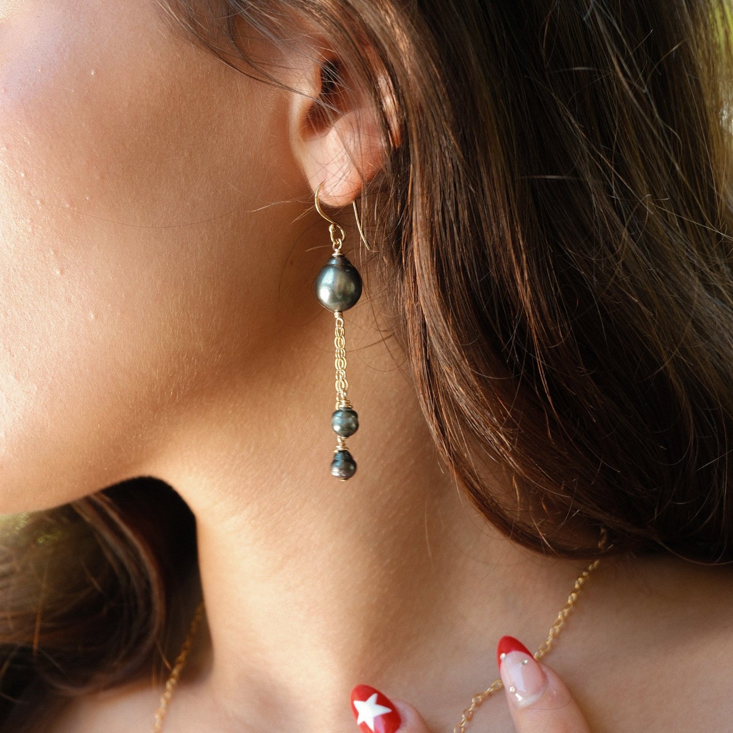 Tahitian Keshi Dangle Earrings - Kahakai Collections