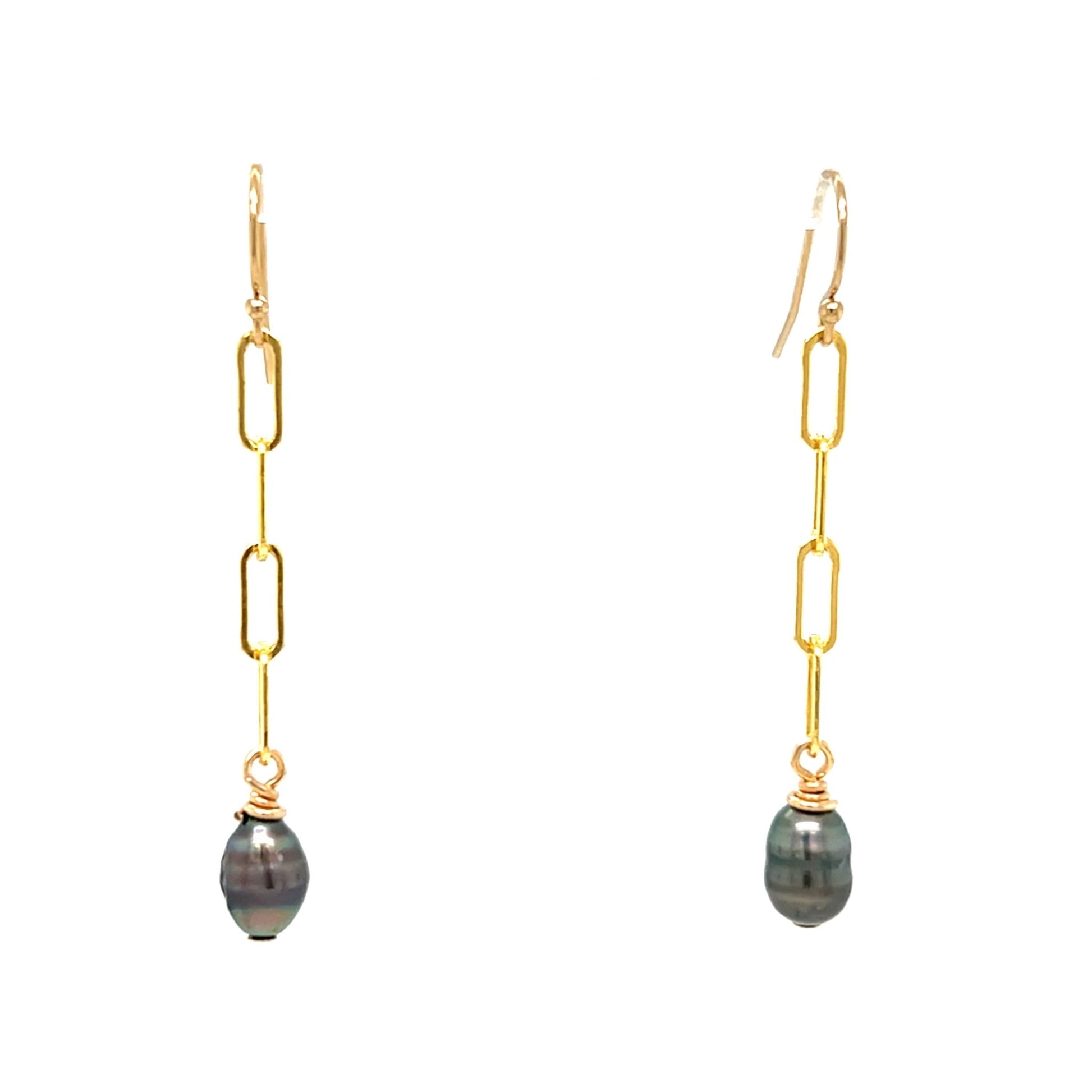 Tahitian Keshi Paperclip Earrings - Kahakai Collections