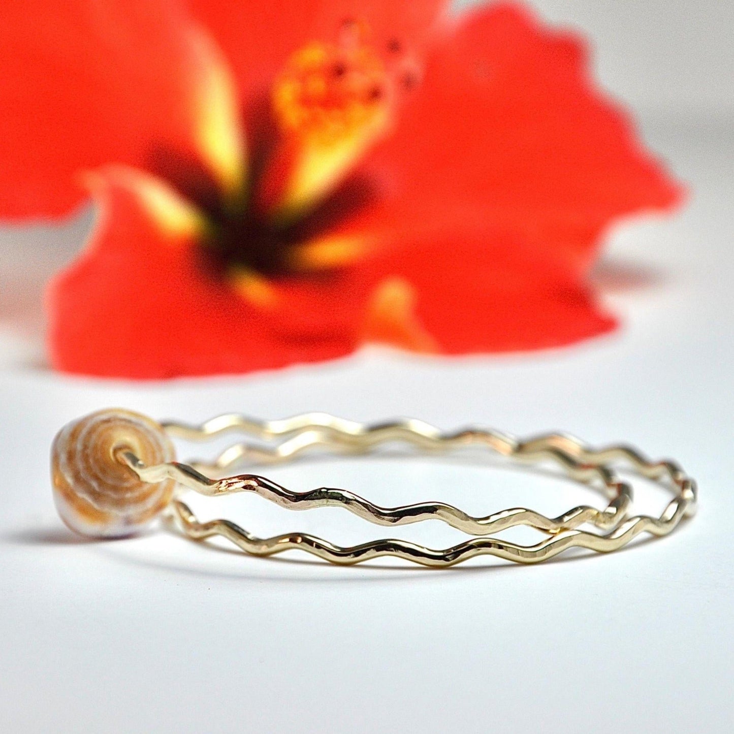 Wavy Bangle (Hammered Texture) - Kahakai Collections
