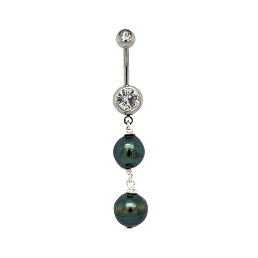 Tahitian Pearl Double Dangle Piko Ring