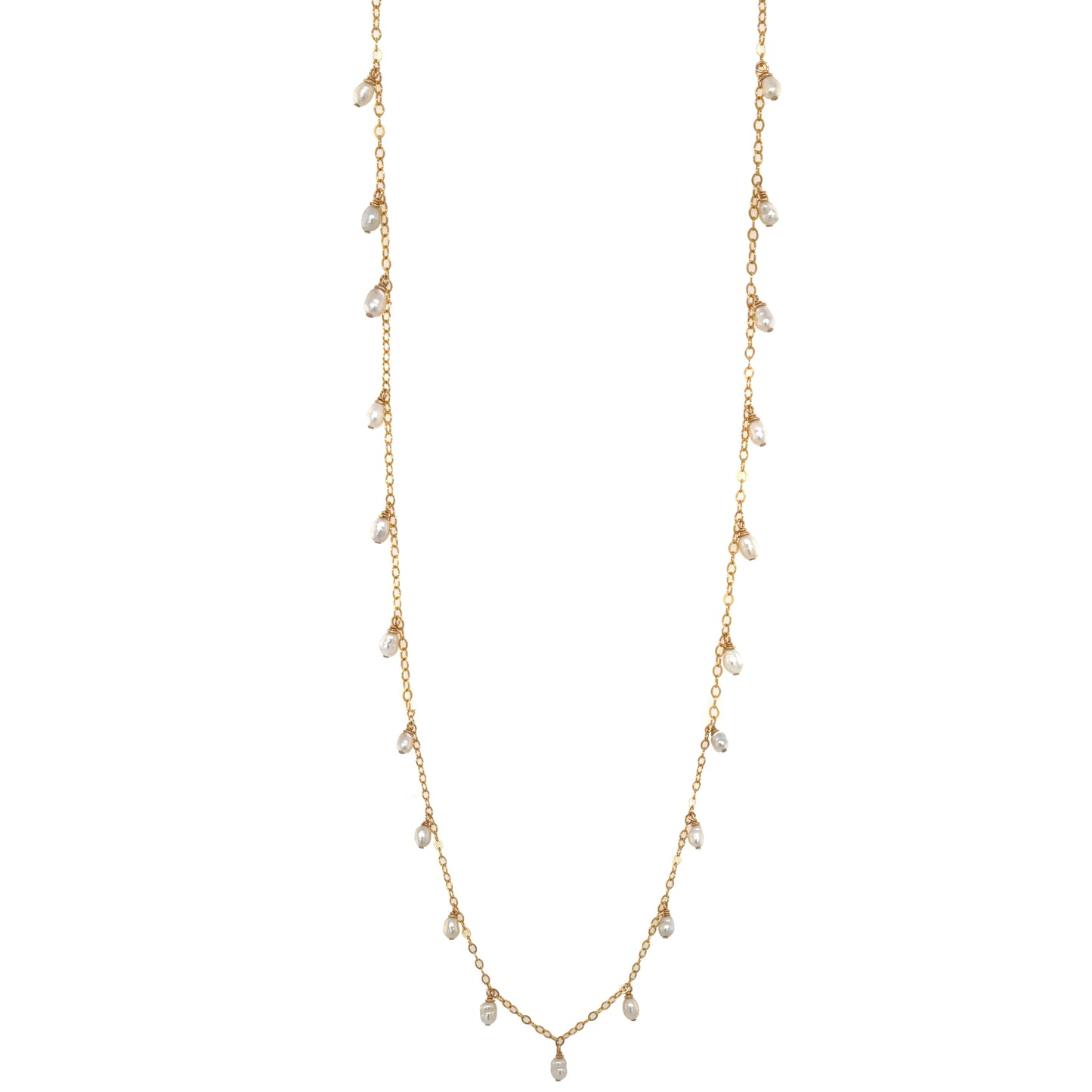 Long White Edison Keshi Necklace