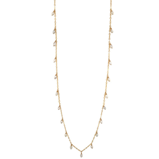 Long White Edison Keshi Necklace