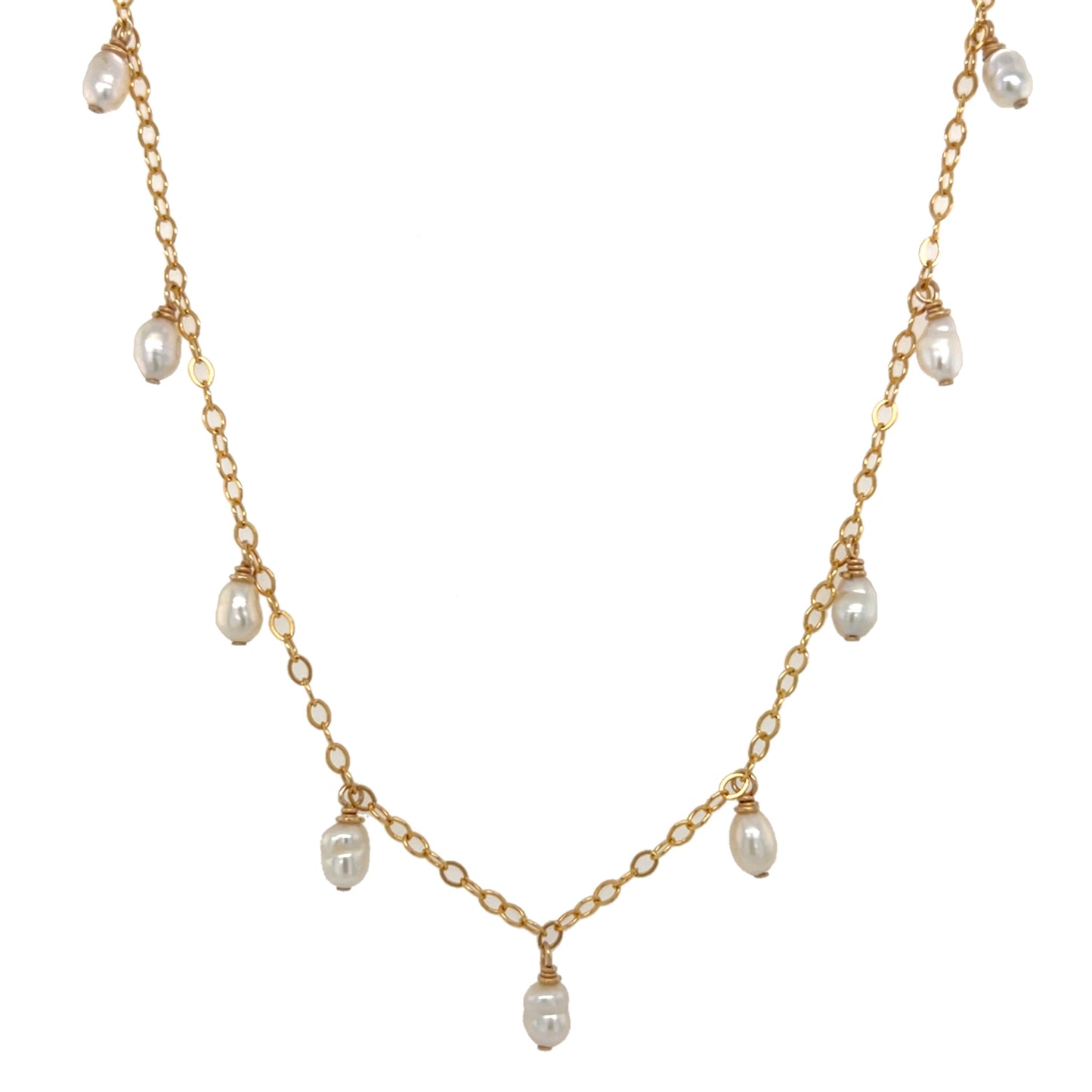 Long White Edison Keshi Necklace