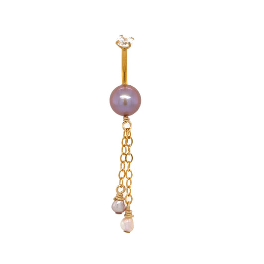 Pink Edison Keshi Dangle Piko Ring