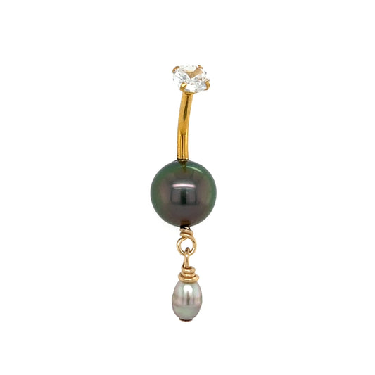 Tahitian Keshi Dangle Piko Ring