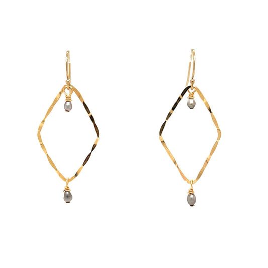 Diamond Tahitian Keshi Earrings - Kahakai Collections