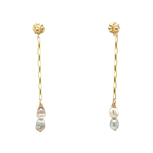 Double Tahitian Keshi Studs - Kahakai Collections