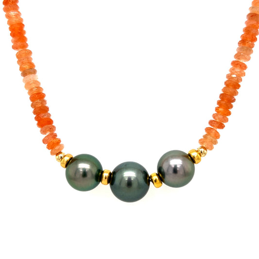 Sunstone Triple Tahitian Pearl Necklace - Kahakai Collections