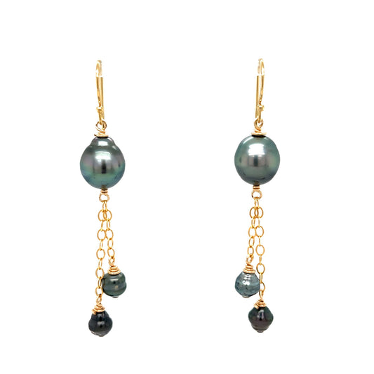 Tahitian Keshi Dangle Earrings - Kahakai Collections